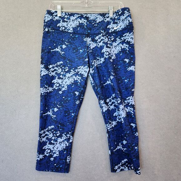 Womens Nike Dri-Fit‎ Legend Legging Recycled Poly Drift 3/4 Crop  Blue Pattern - Picture 1 of 14